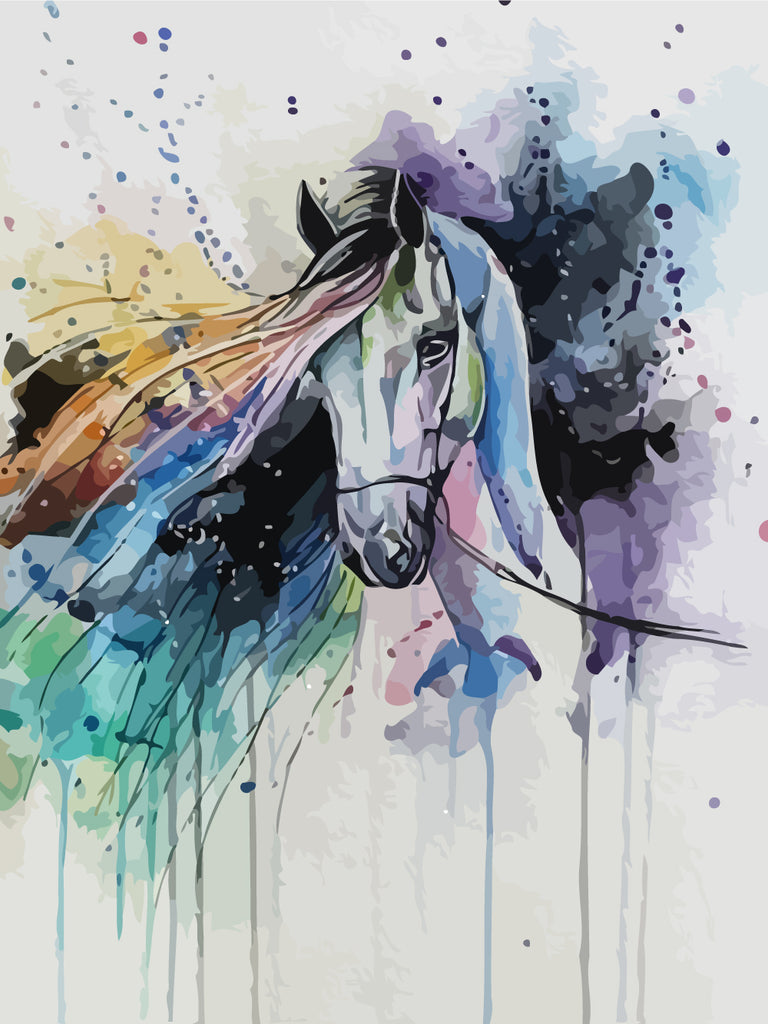 White Horse and Watercolor Paint by Numbers