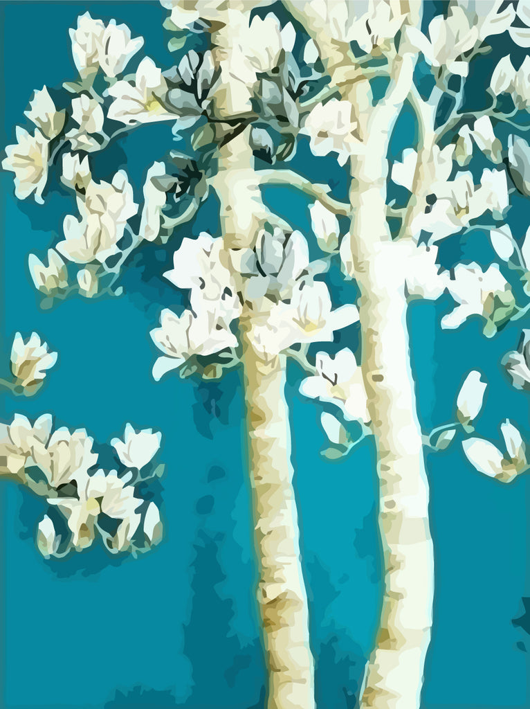 White Magnolia Tree Paint by Numbers