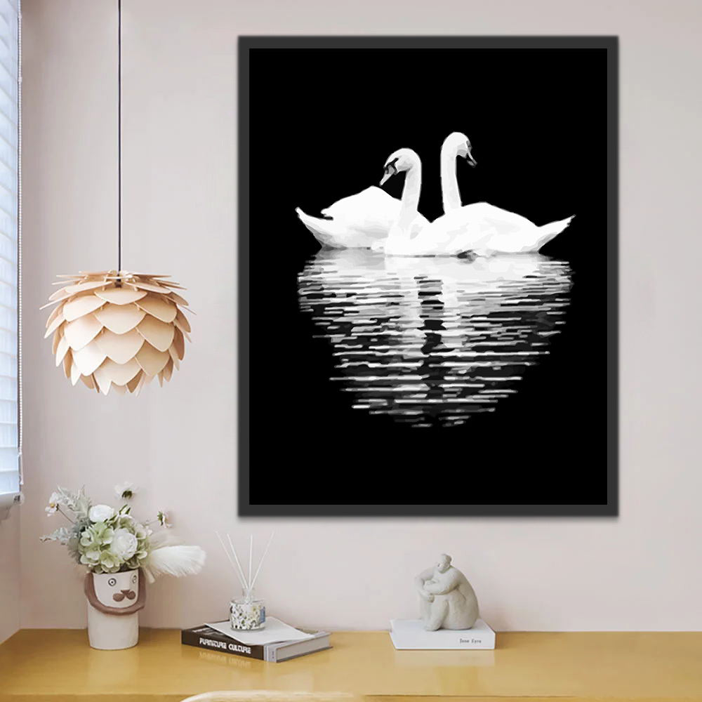 White Swans in the Dark Paint by Numbers