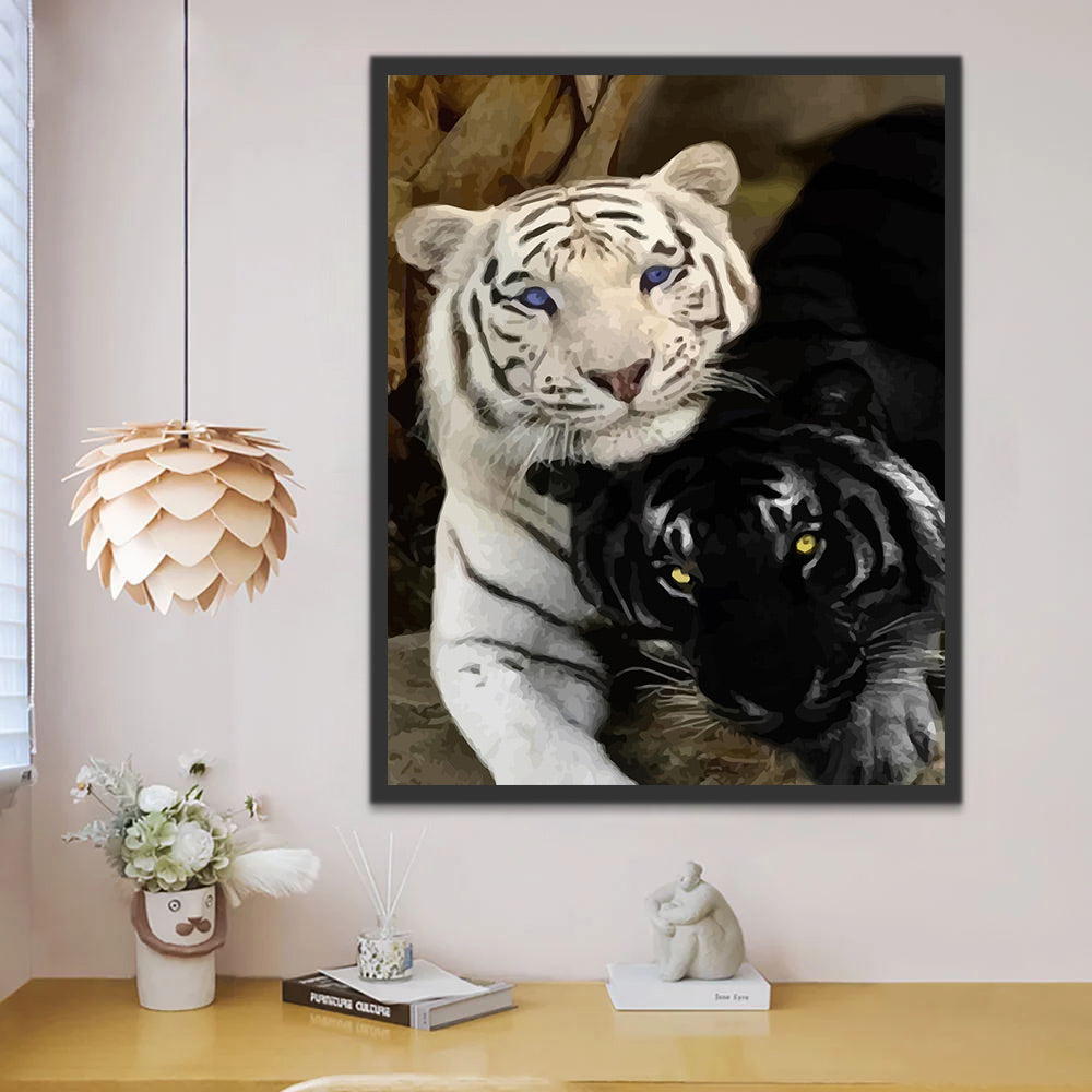 White Tiger and Black Tiger Paint by Numbers