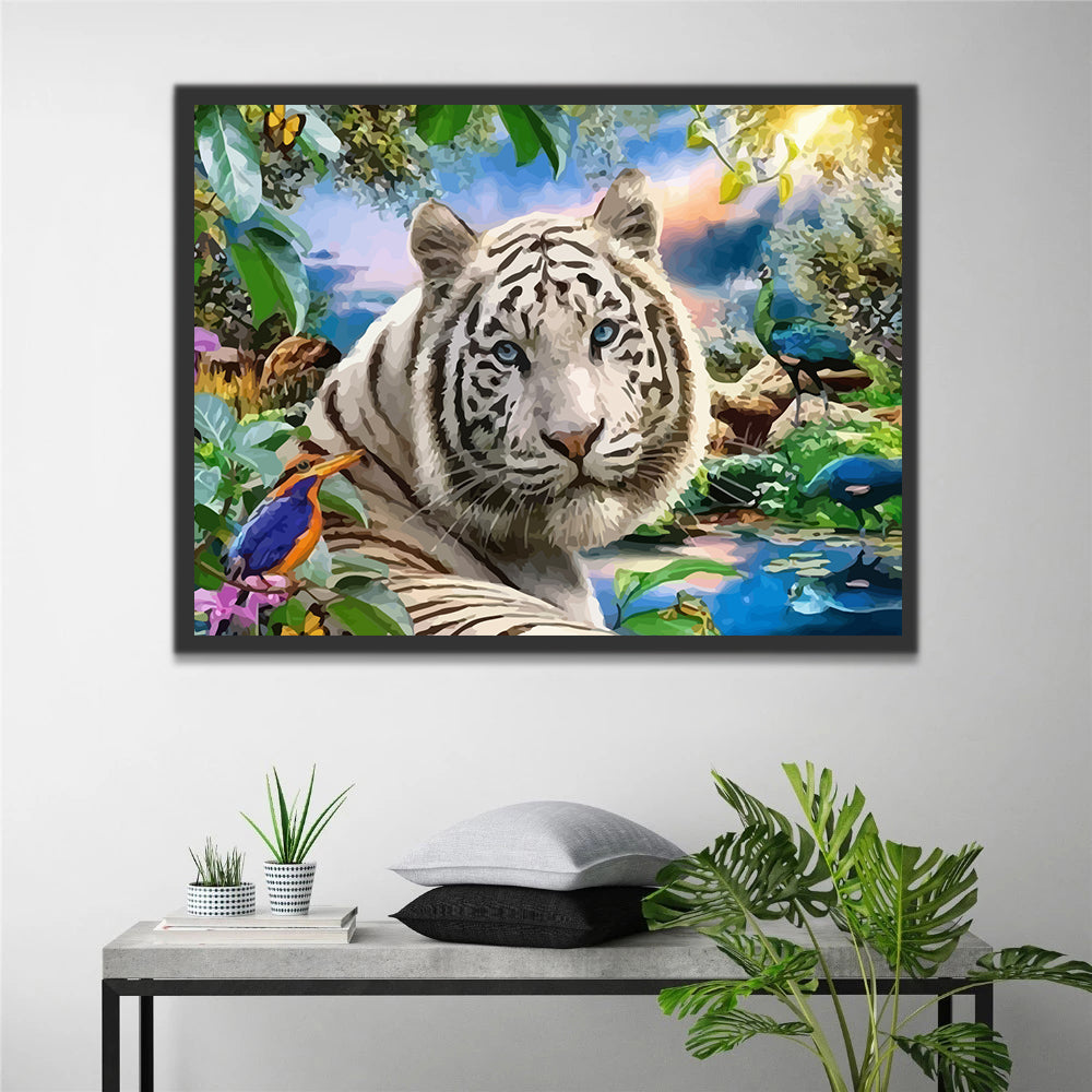 White Tiger in the Jungle Paint by Numbers