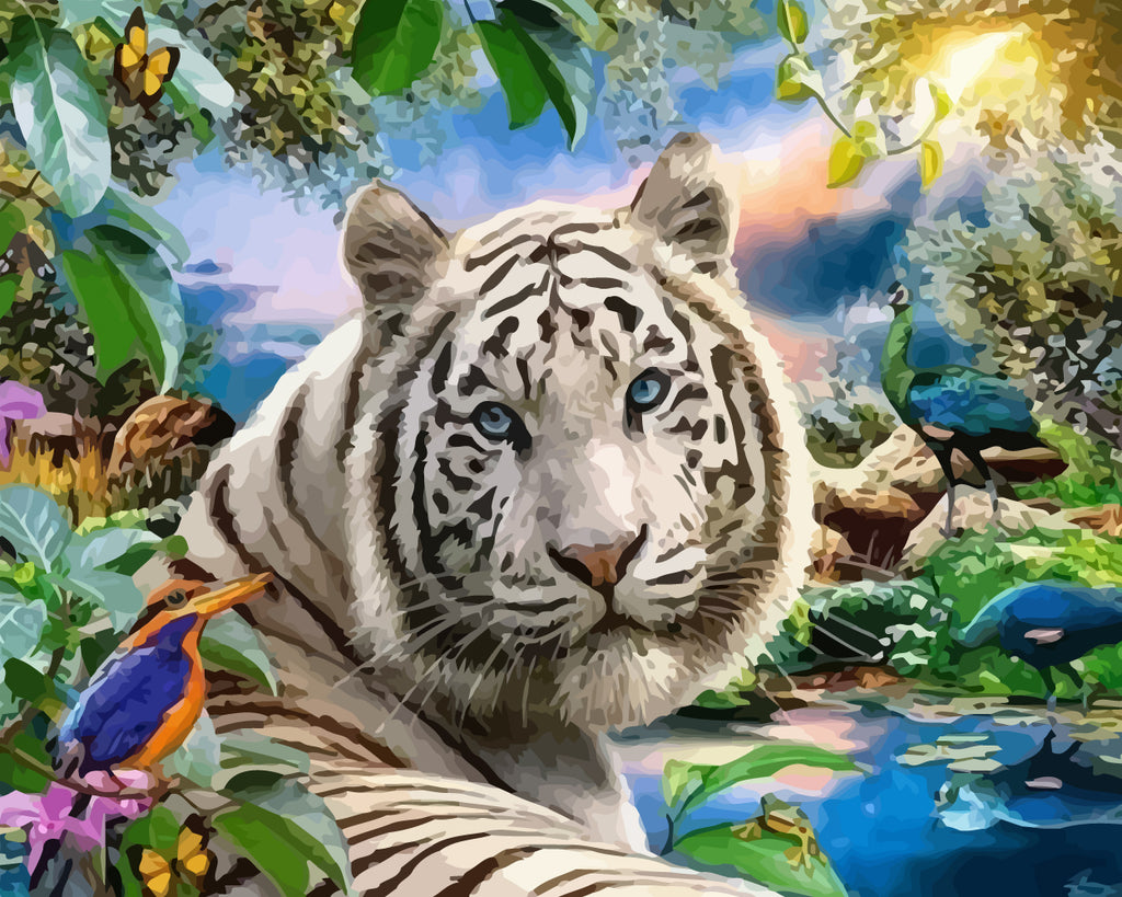 White Tiger in the Jungle Paint by Numbers