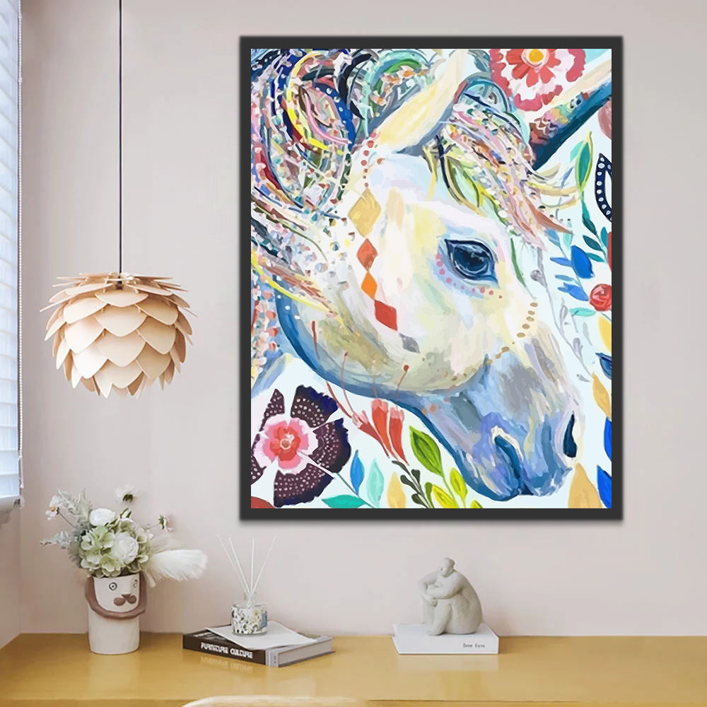White Unicorn Paint by Numbers for Kids