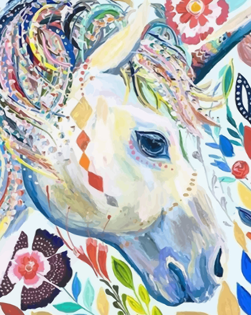 White Unicorn Paint by Numbers for Kids