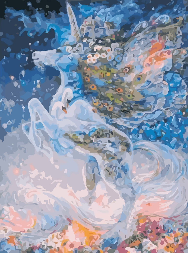 White Unicorn Paint by Numbers for Kids
