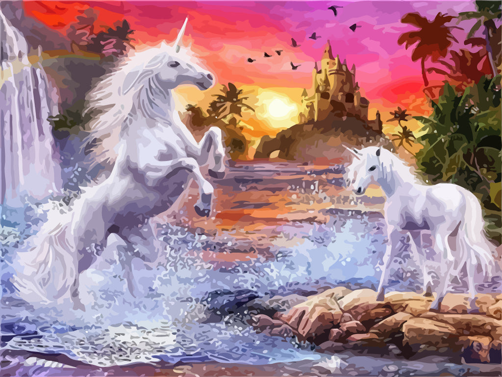 White Unicorns Paint by Numbers