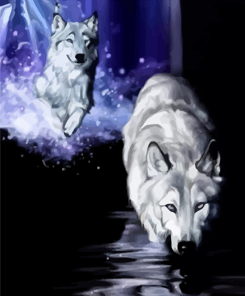 White Wolves Paint by Numbers