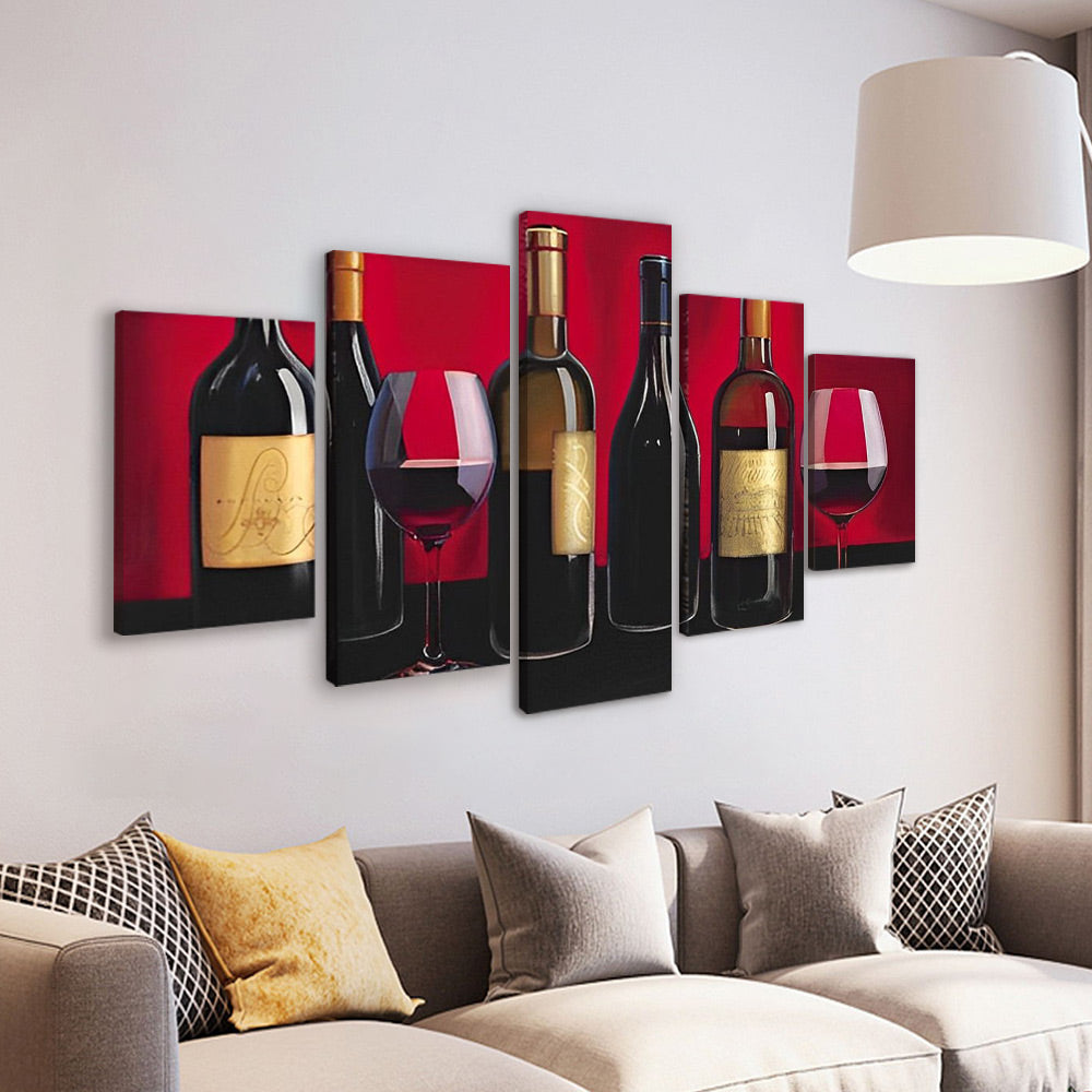 Wine on a Red Background 5 Pack Paint By Numbers