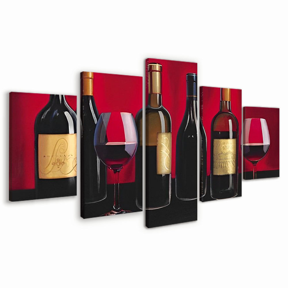 Wine on a Red Background 5 Pack Paint By Numbers