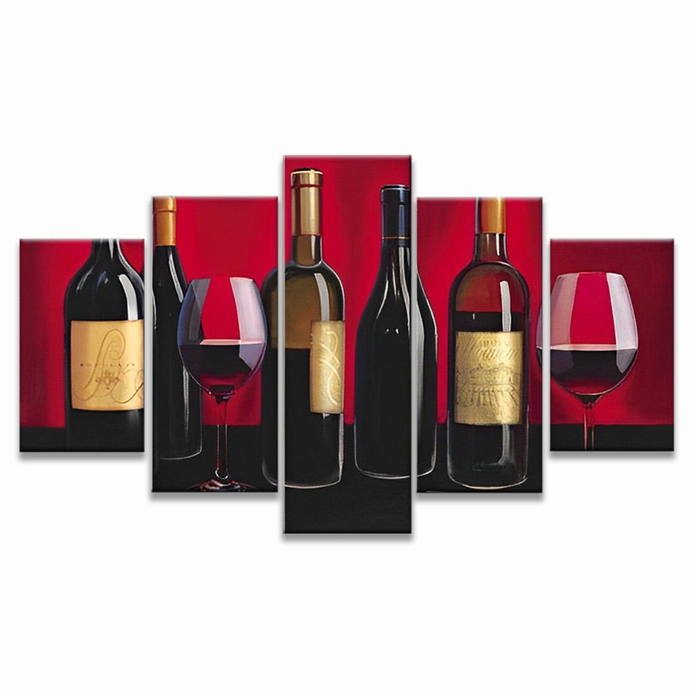 Wine on a Red Background 5 Pack Paint By Numbers