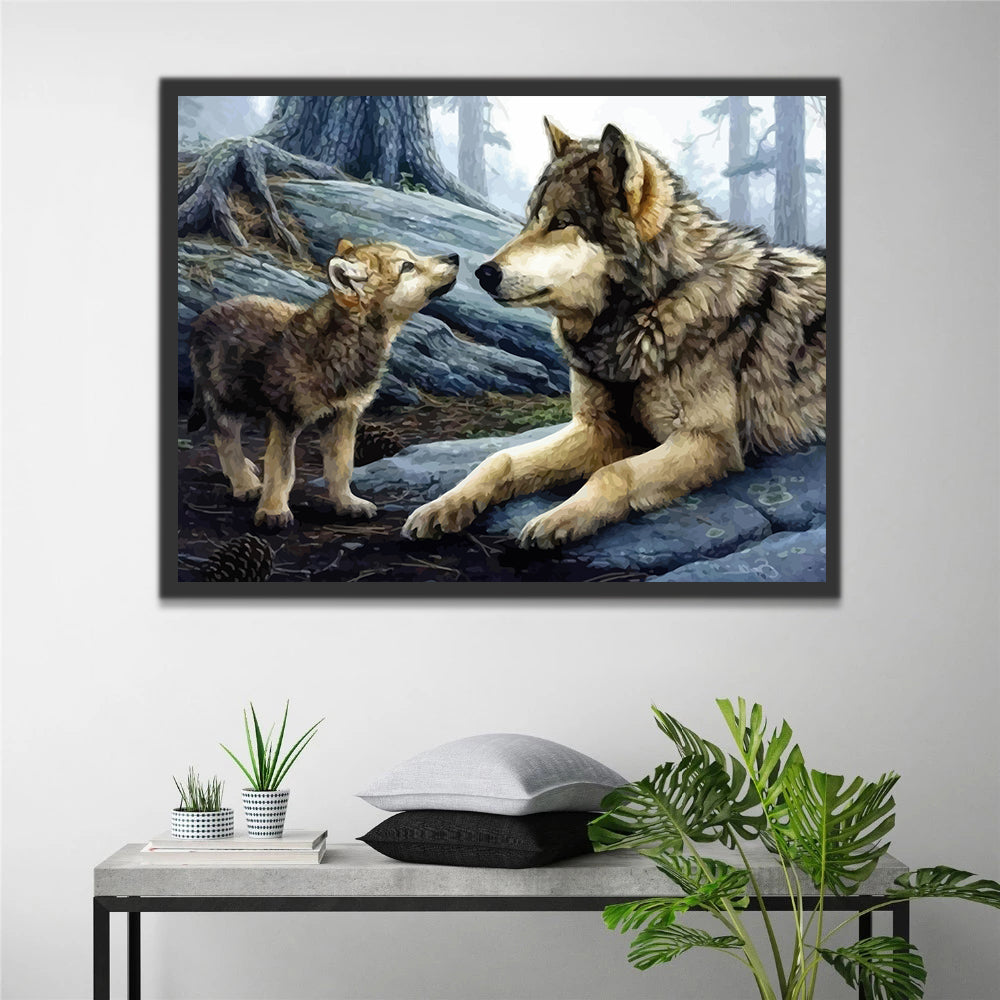 Wolf and Baby Wolf Paint by Numbers