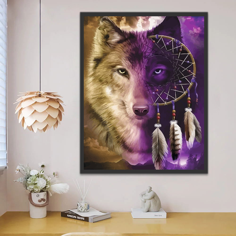 Wolf and Dreamcatcher Paint by Numbers