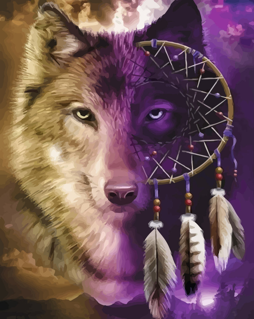 Wolf and Dreamcatcher Paint by Numbers