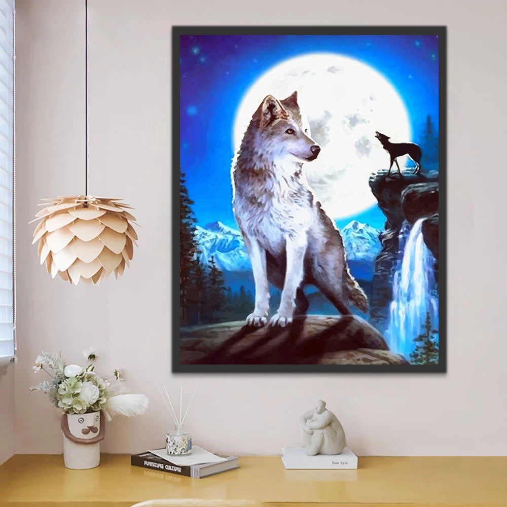 Wolf and Moon Paint by Numbers