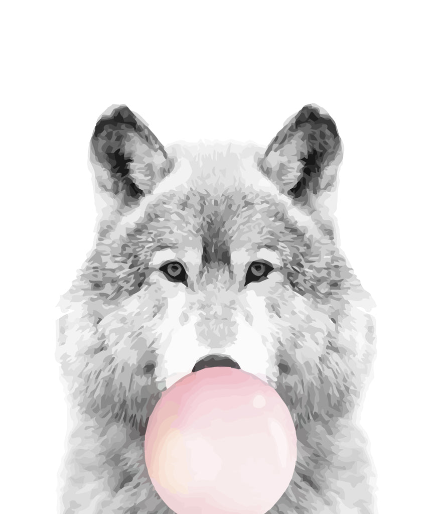 Wolf and Pink Bubble Gum Paint by Numbers