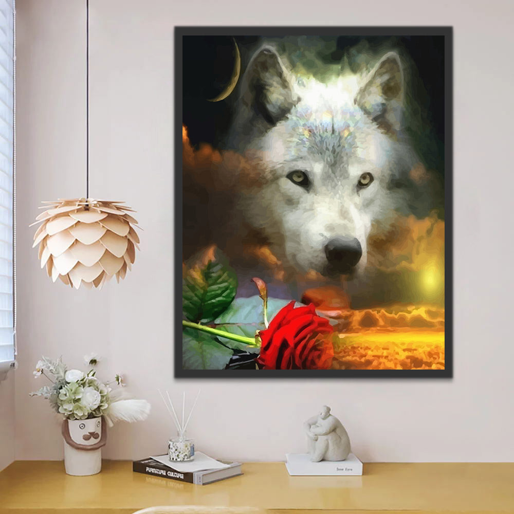 Wolf and Rose Paint by Numbers