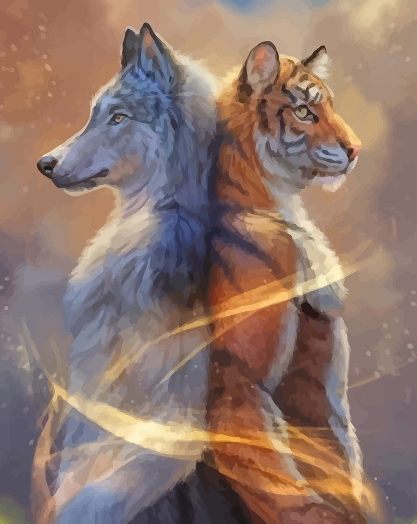 Wolf and Tiger Paint by Numbers