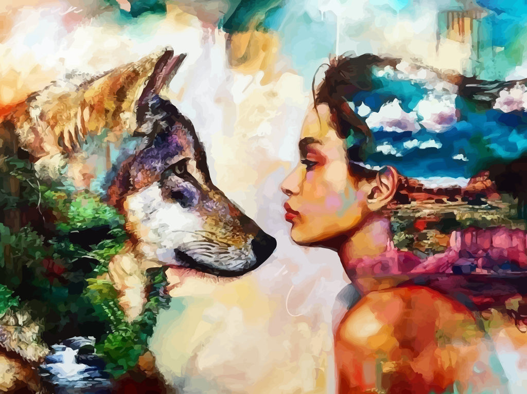 Wolf and Woman Paint by Numbers