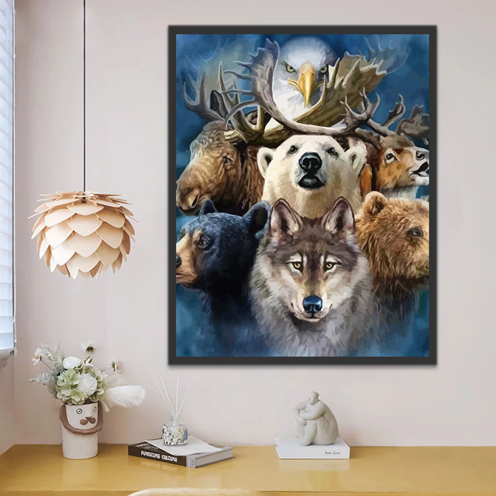 Wolf Bear Eagle Deer Paint by Numbers