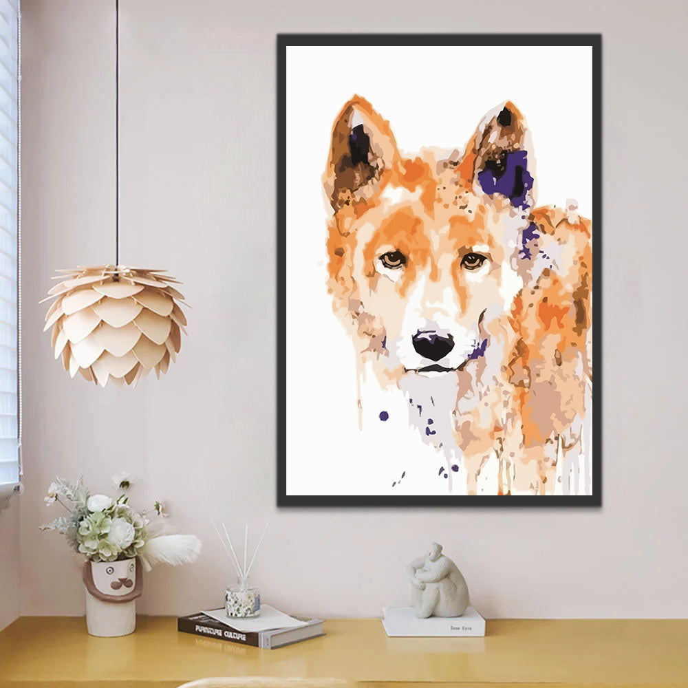 Wolf in Watercolor Style Paint by Numbers