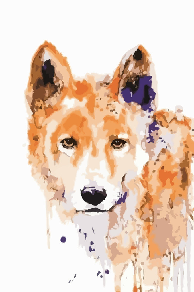 Wolf in Watercolor Style Paint by Numbers