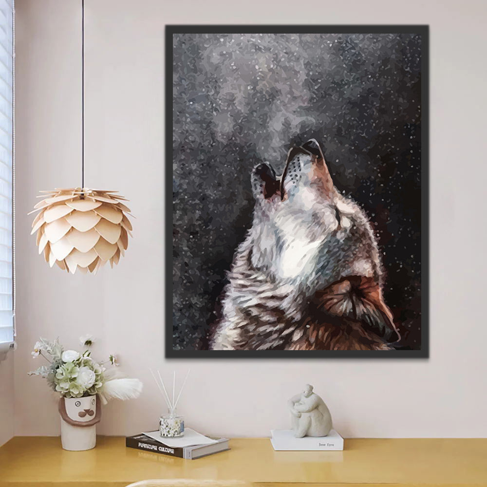 Wolf with Head Raised Paint by Numbers