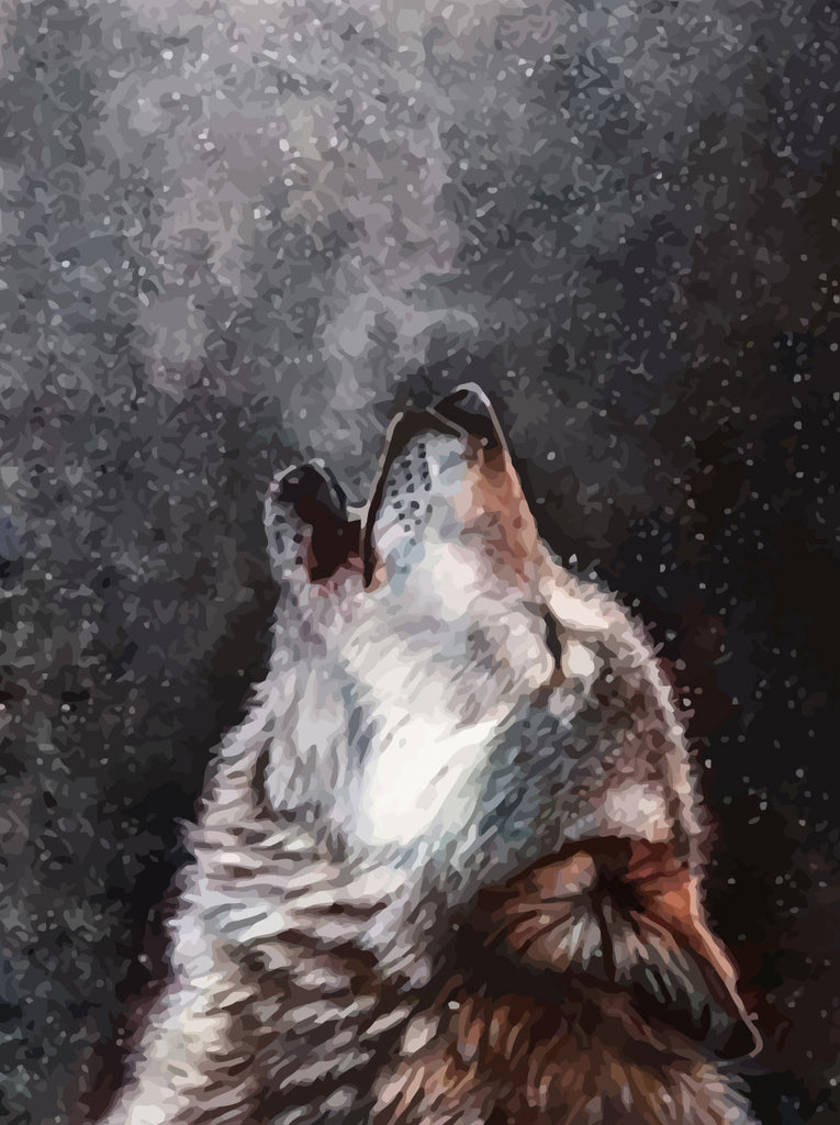 Wolf with Head Raised Paint by Numbers