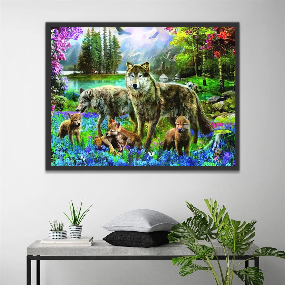 Wolves and Flowers Paint by Numbers