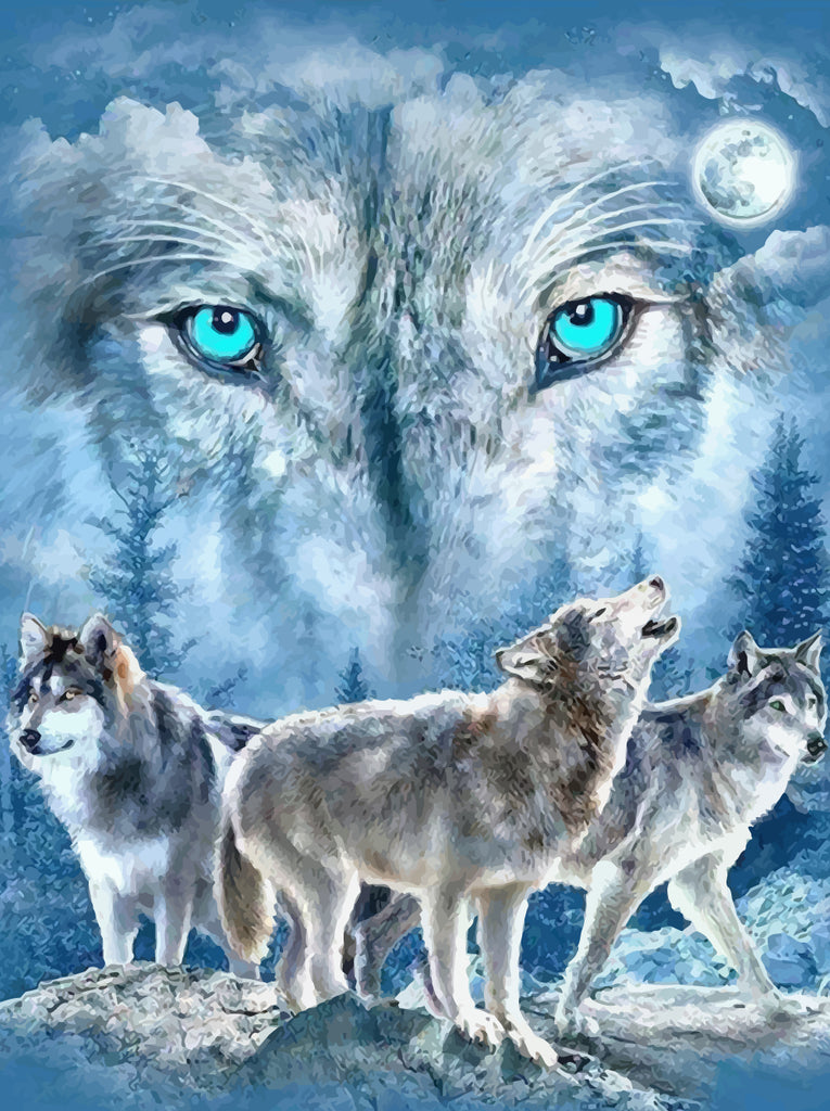 Wolves and Moon Paint by Numbers