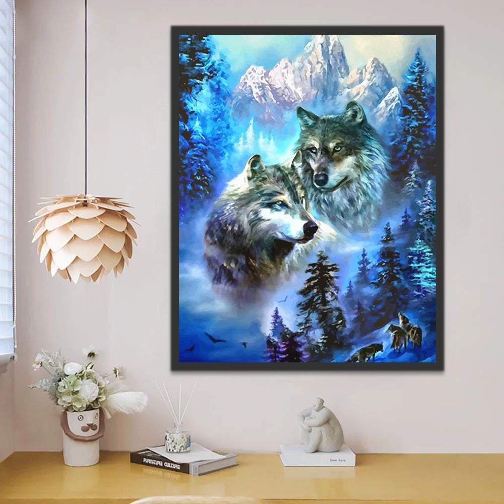 Wolves and Snow Mountain Paint by Numbers