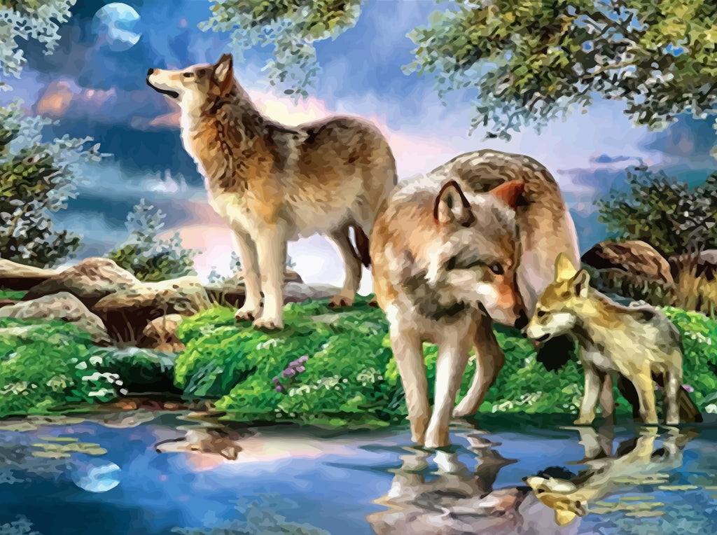 Wolves by the Lake Paint by Numbers