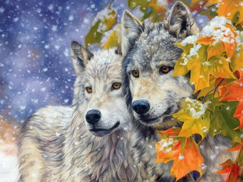 Wolves in Snow Paint by Numbers