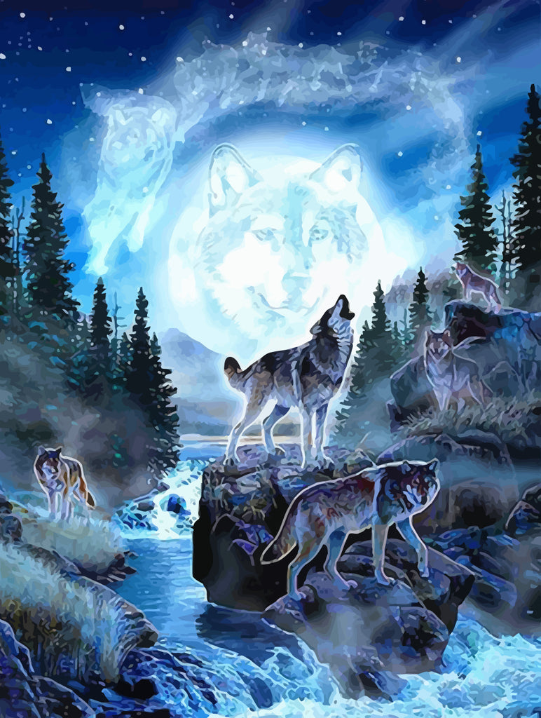 Wolves in the Forest Paint by Numbers