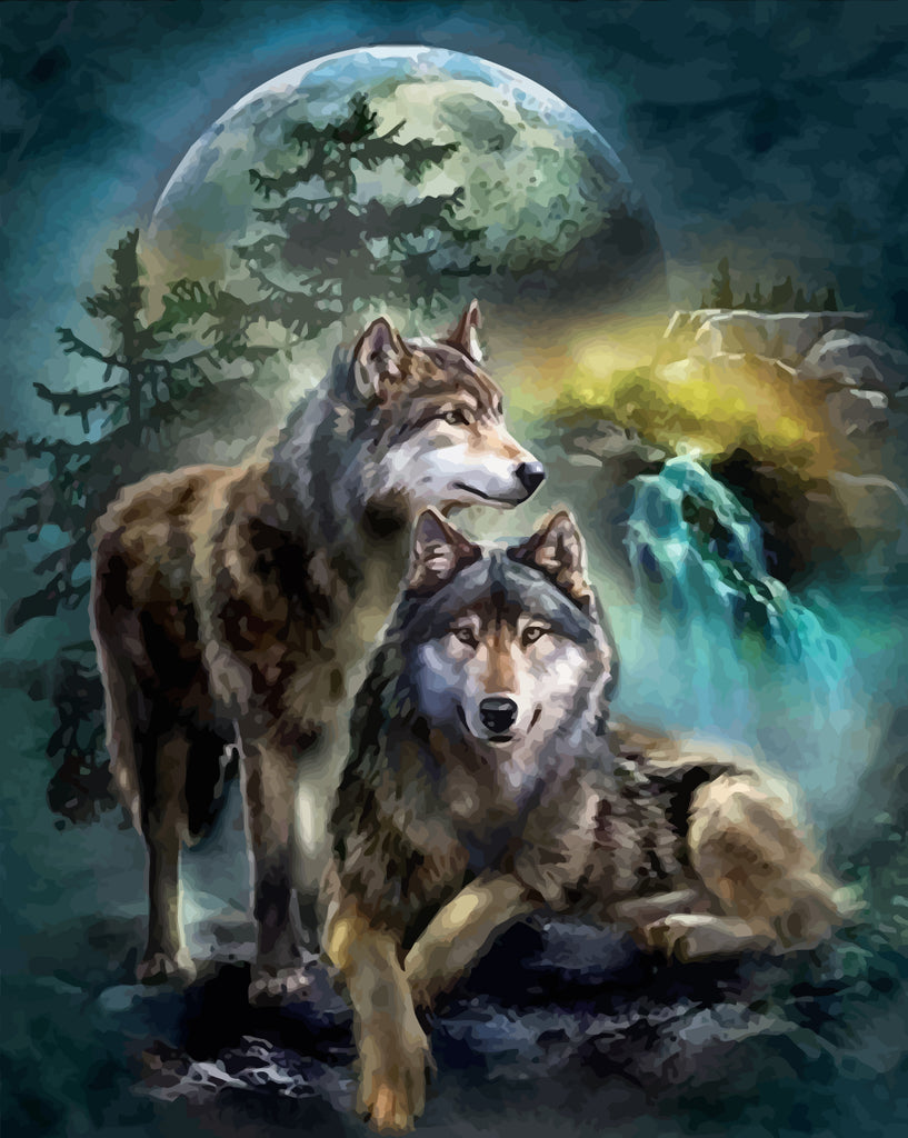 Wolves in the Night Paint by Numbers