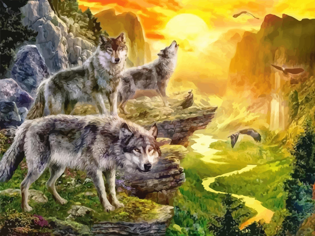 Wolves on the Cliff Paint by Numbers