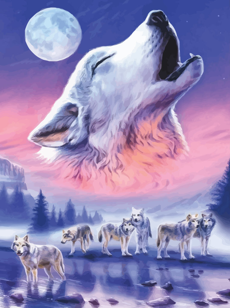 Wolves on the Ice Sheet Paint by Numbers