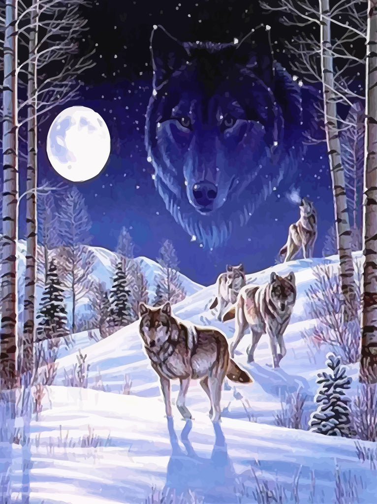 Wolves on the Snow Paint by Numbers