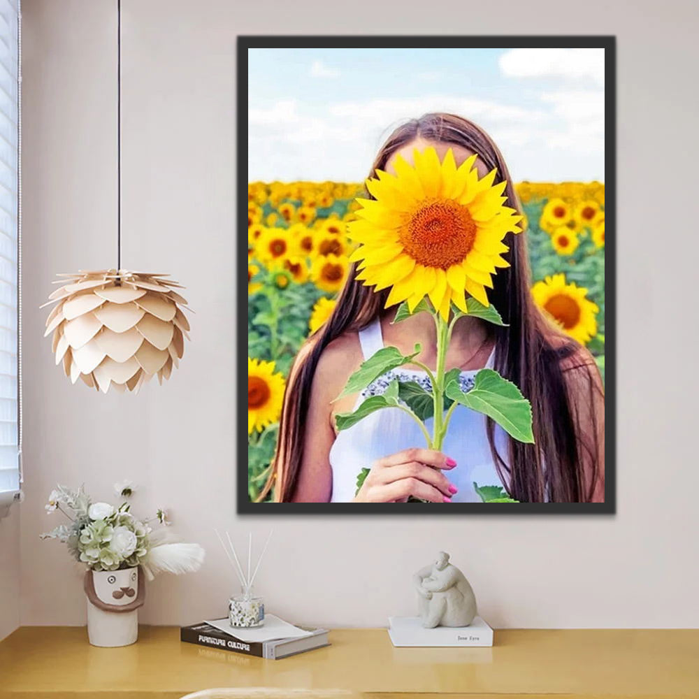 Woman and Sunflowers Paint by Numbers