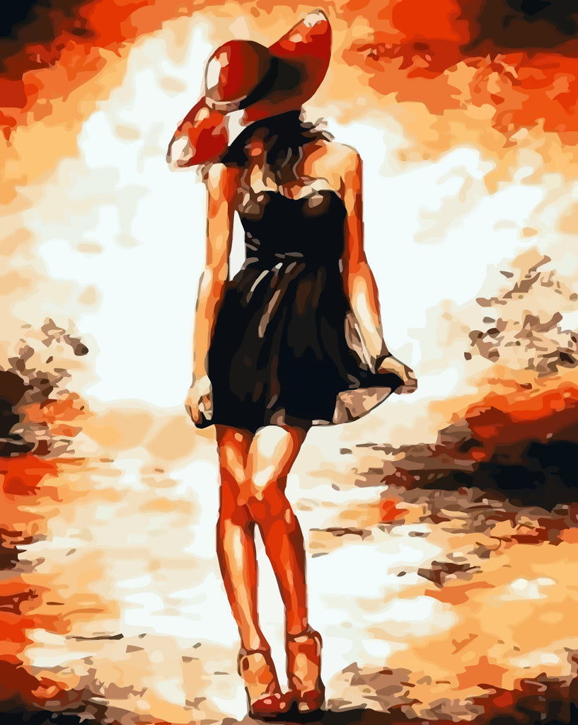 Woman in a Red Hat Paint by Numbers