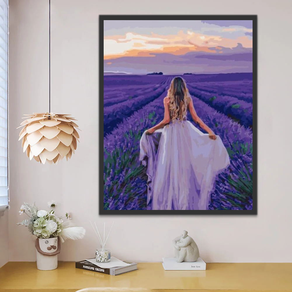 Woman in the Lavender Field Paint by Numbers