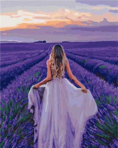 Woman in the Lavender Field Paint by Numbers