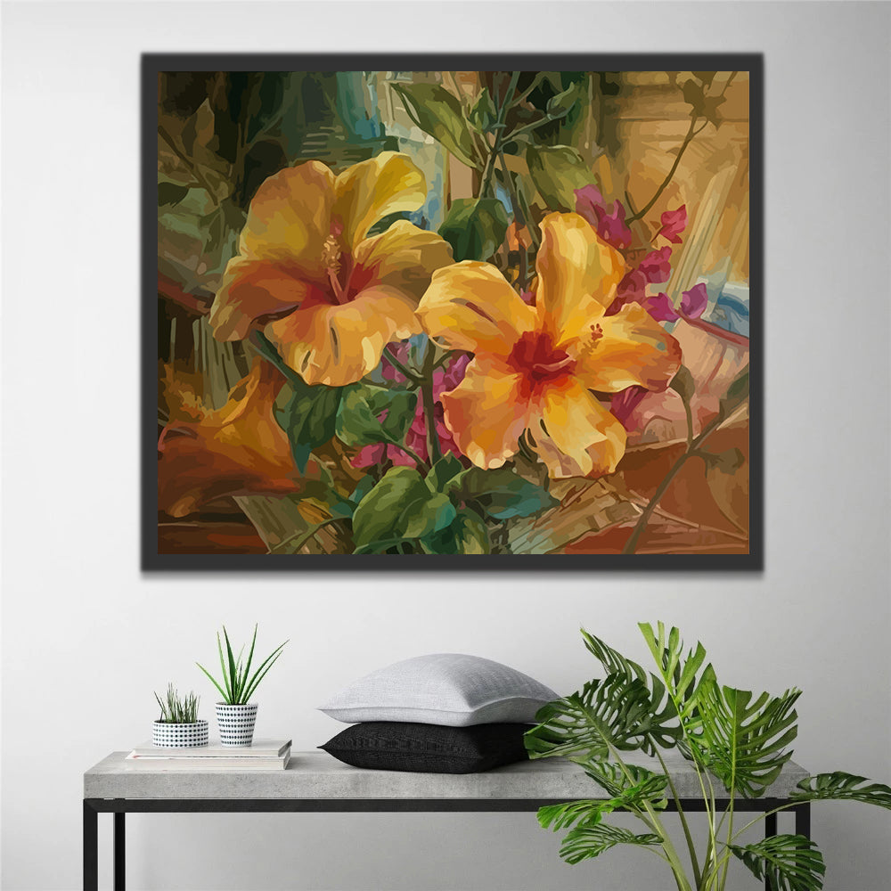 Yellow Hibiscus Flowers Paint by Numbers