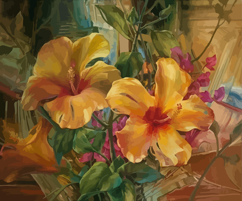 Yellow Hibiscus Flowers Paint by Numbers